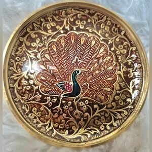 Peacock Design Plate Brass